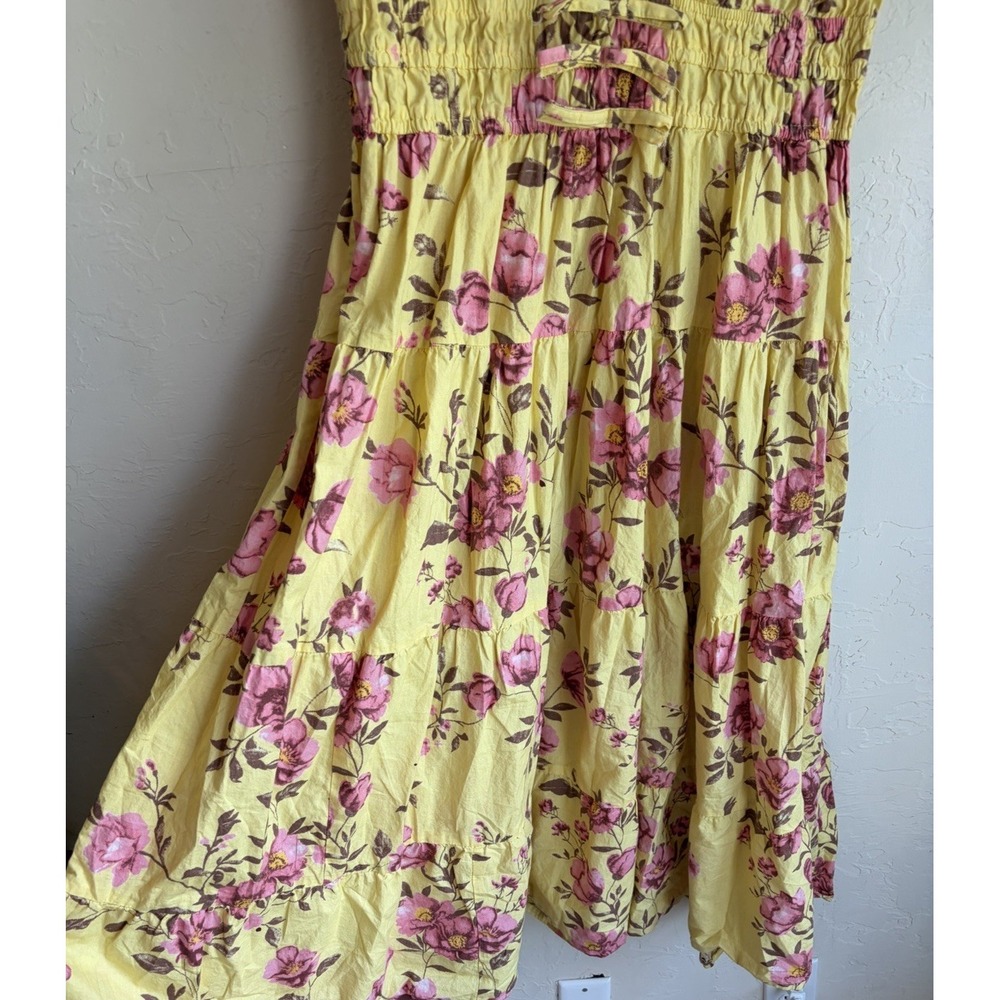 Meadow Rhodes Yellow Floral Tiered Maxi Dress XL Romantic Bohemian Cottagecore - Picture 3 of 6